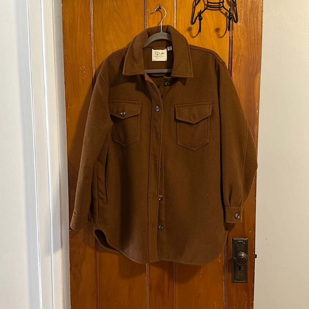 Camel long shacket